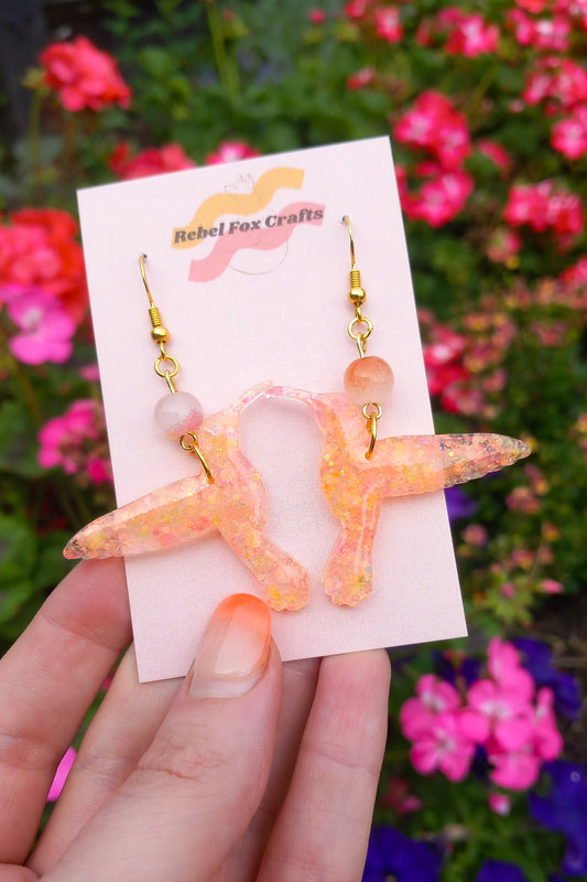 Orange Glitter Hummingbirds