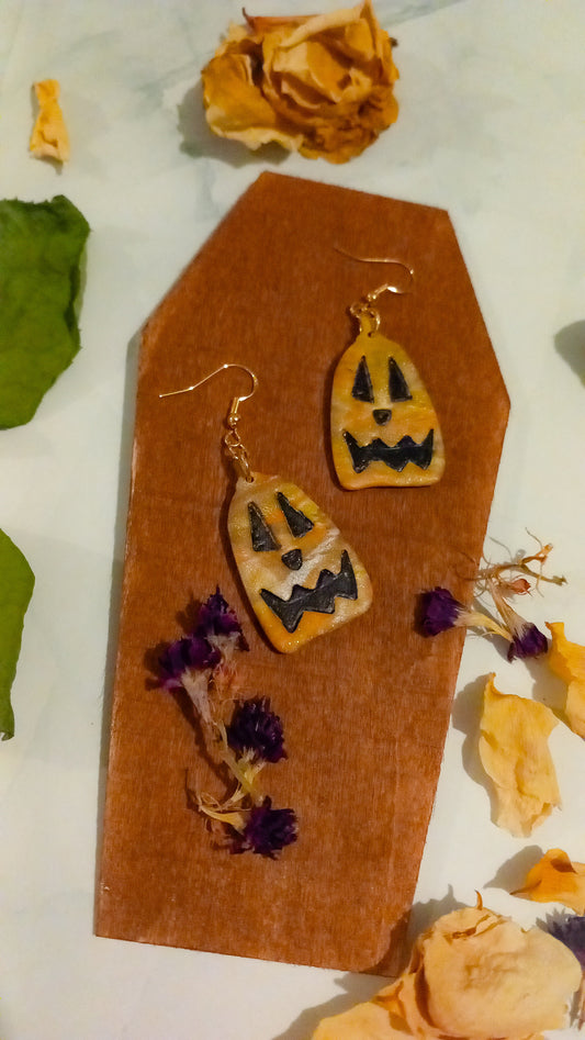 Jack O'Lantern Pumpkin Earrings