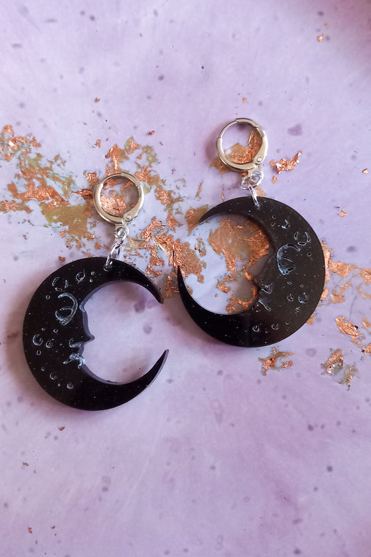 Celestial Moon Huggie Hoops