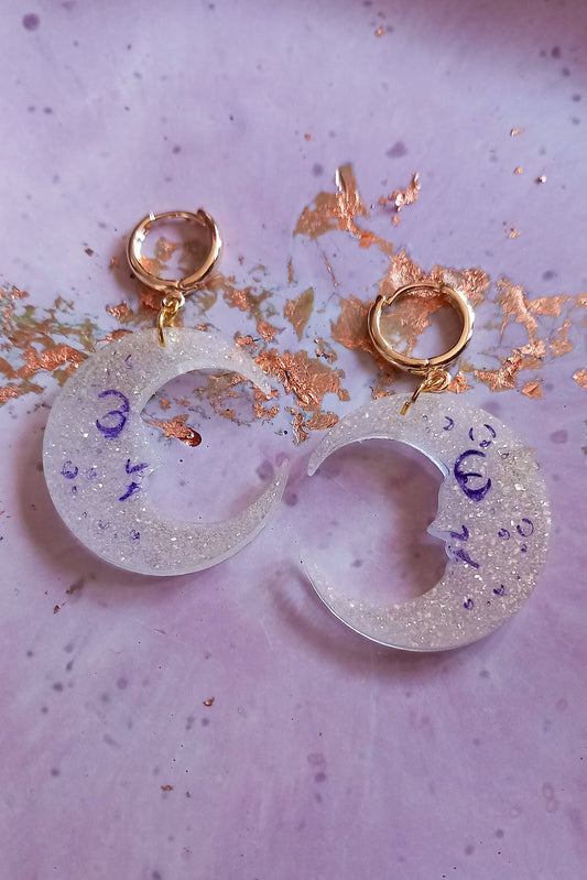 Celestial Moon Huggie Hoops