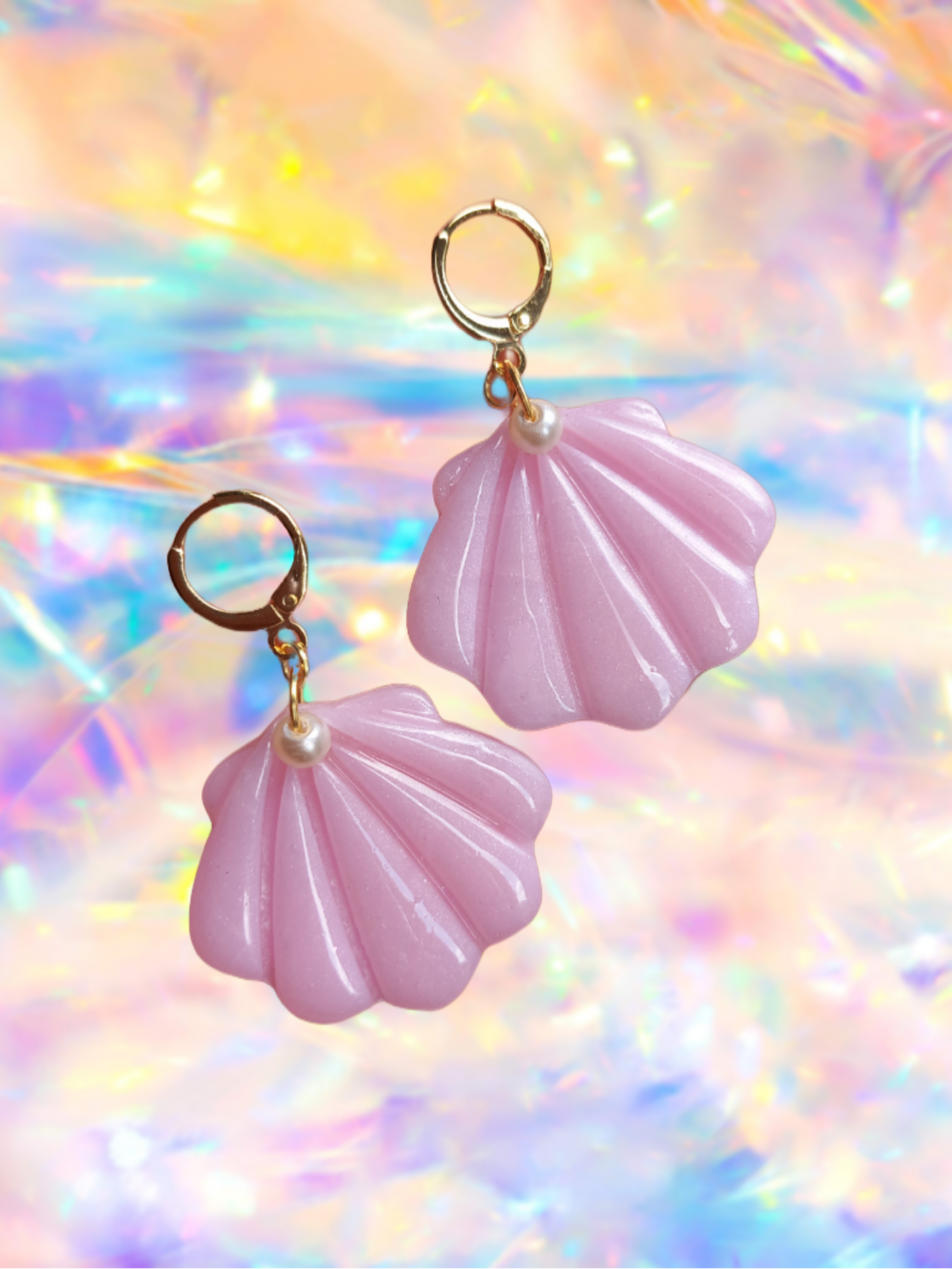 Barbie Baby Pink Shell Earrings with Pearl beads