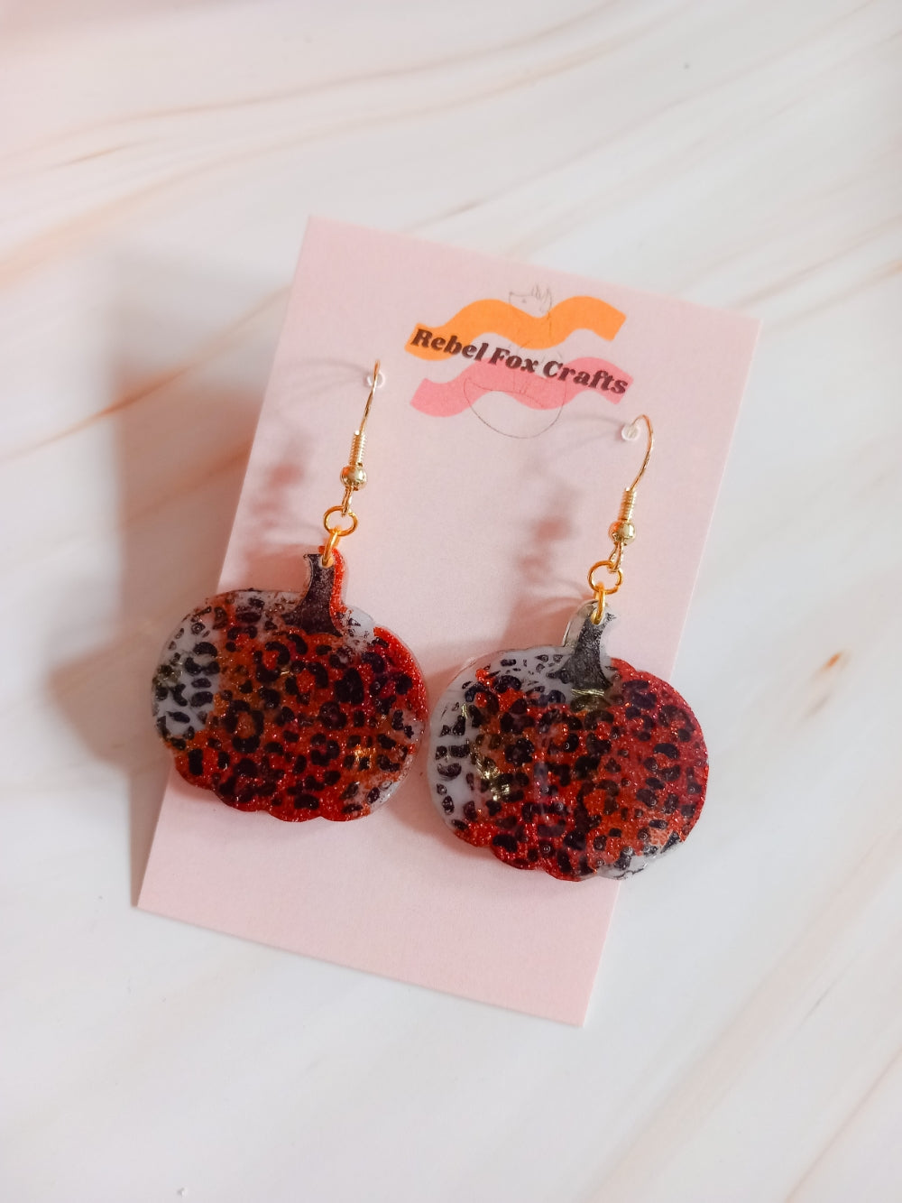 Leopard Print Pumpkin Statement Earrings