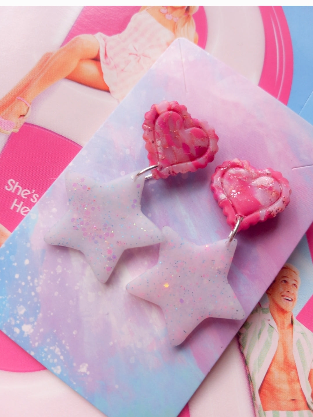 Barbie Pink Star Earrings