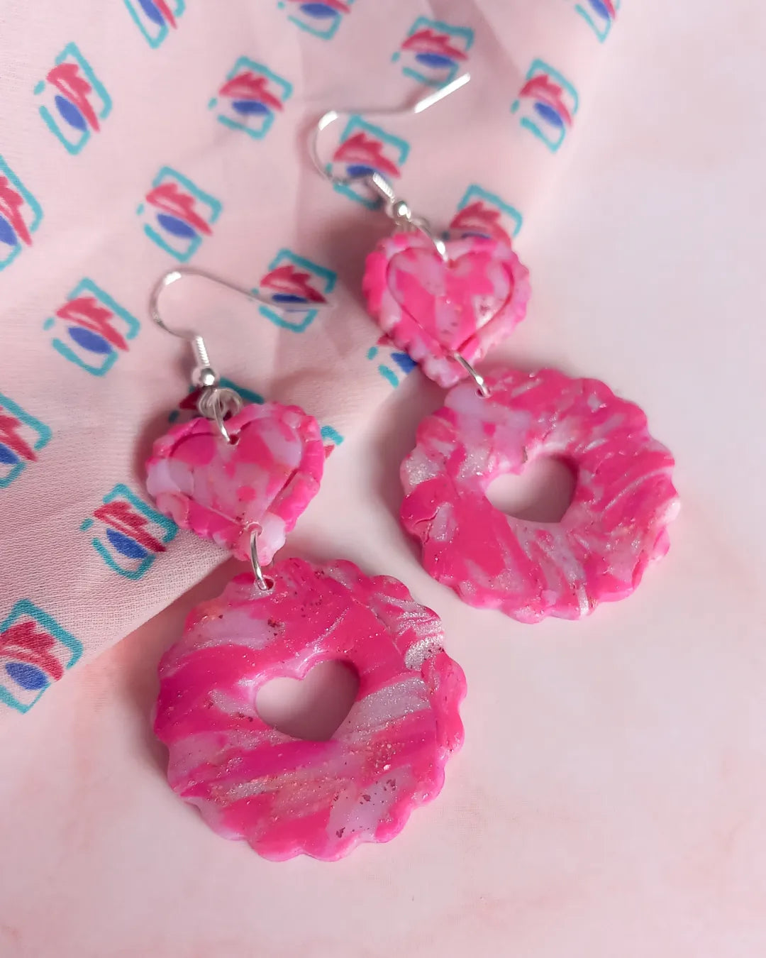 Barbie Pink Marble Wiggle Earrings