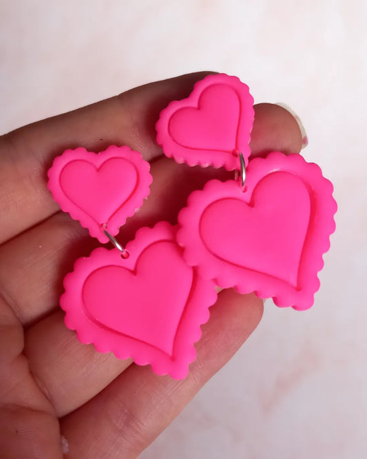 Barbie Pink Neon Heart Earrings