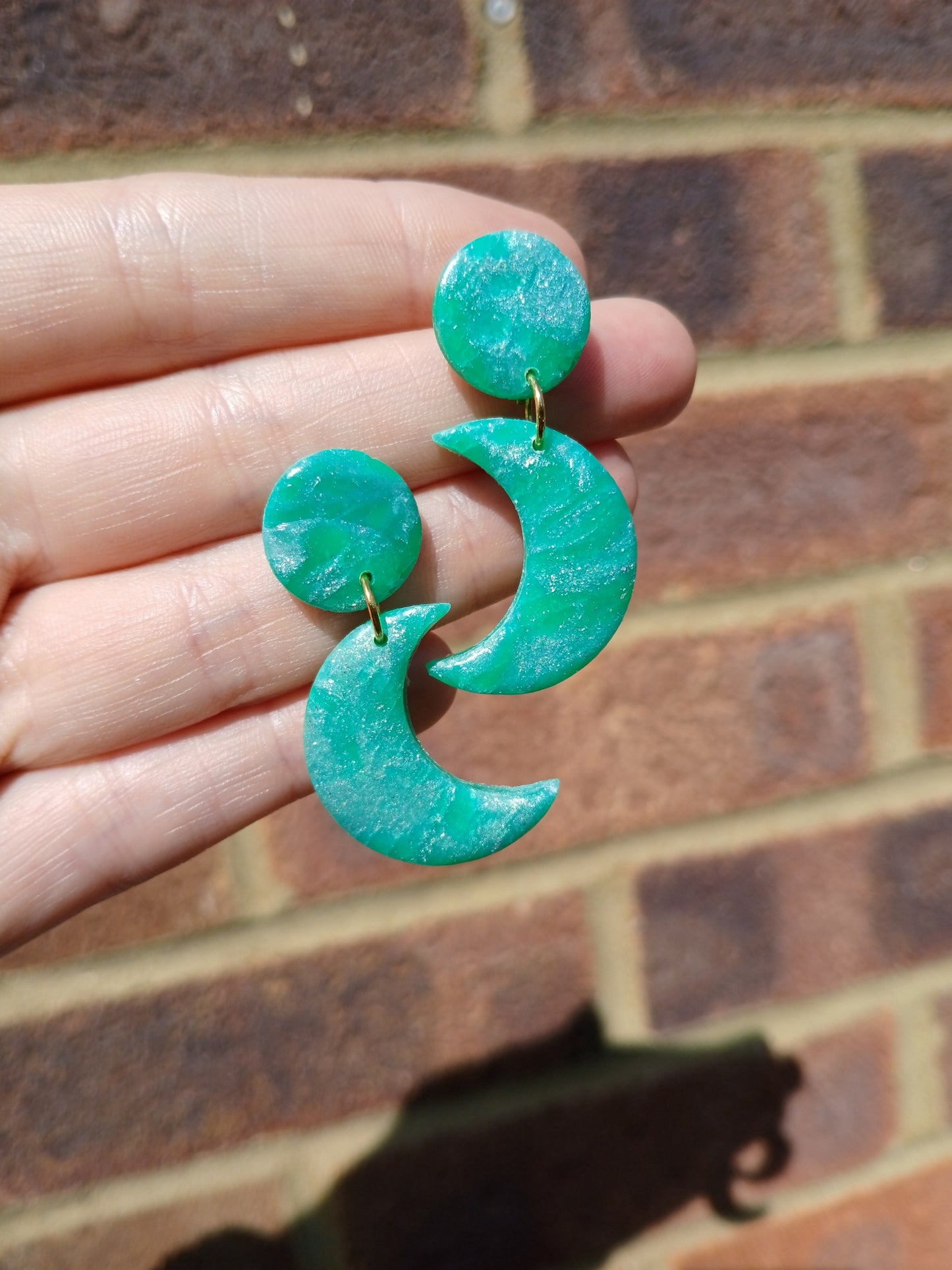 Marble Crescent Moon Earrings