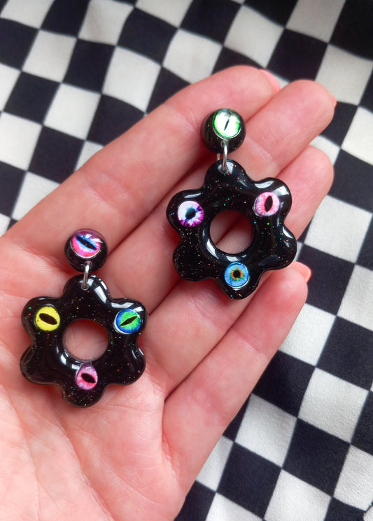 Dragon Eyes Kitsch Flower Earrings