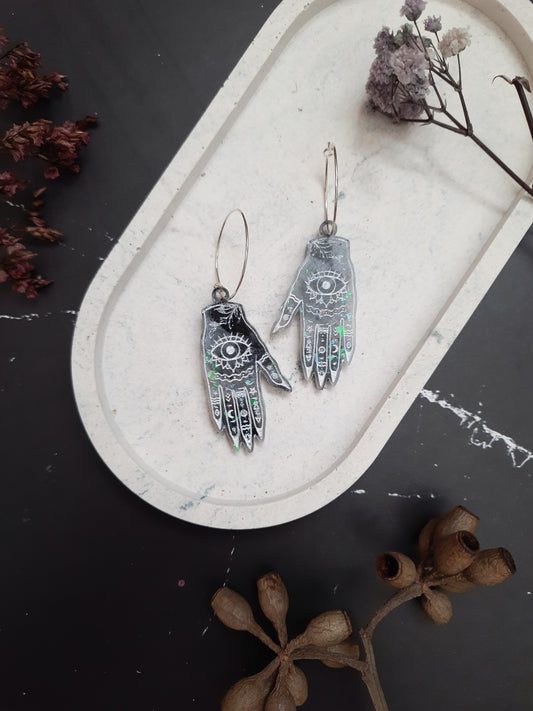 Palmistry Hands Resin Earrings