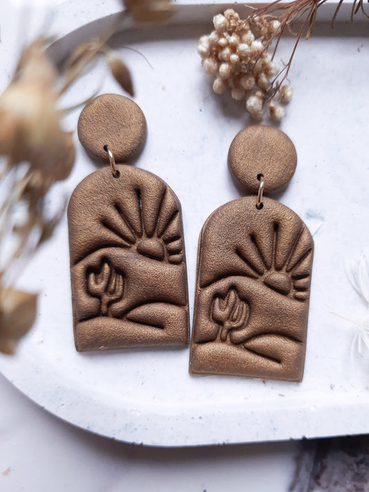Sahara Metallic Bronze Polymerclay Earrings