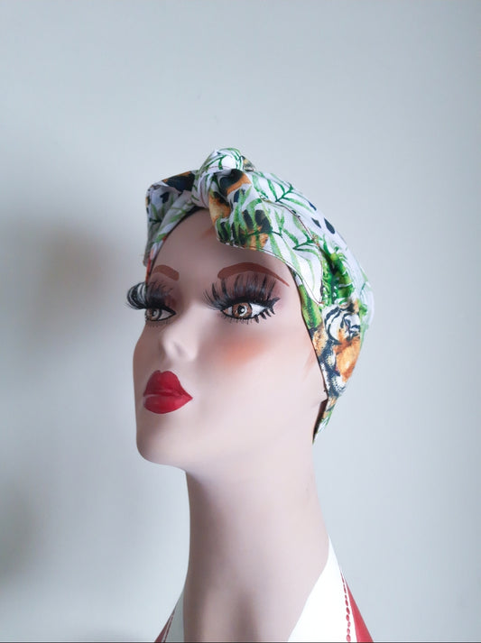Tiger Jungle Print Vintage Inspired Wide Headscarf