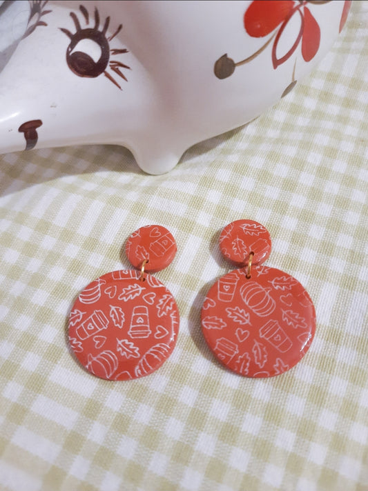 Pumpkin Spice Latte Polymer Clay Earrings