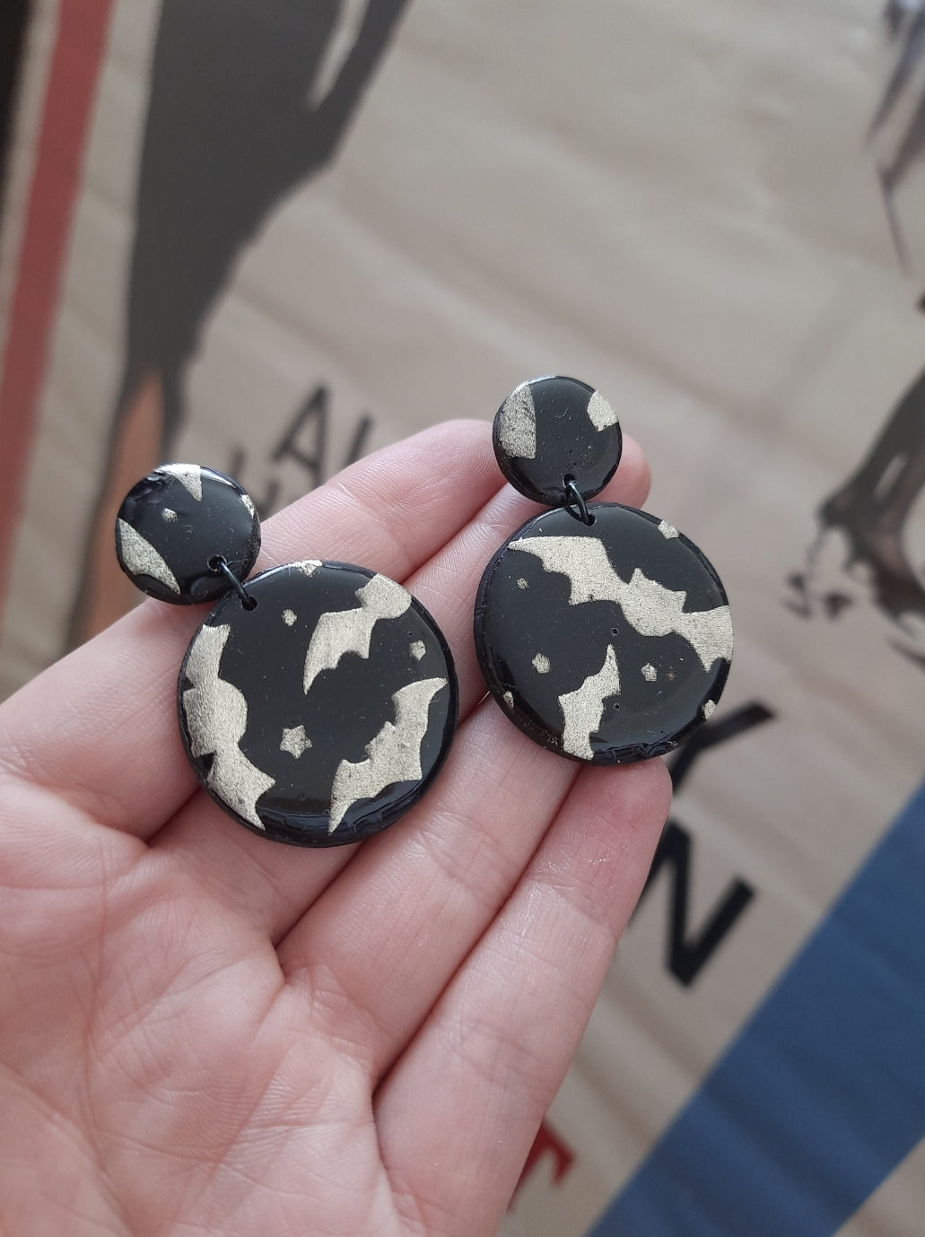 Spooky Bat Polymer Clay Earrings