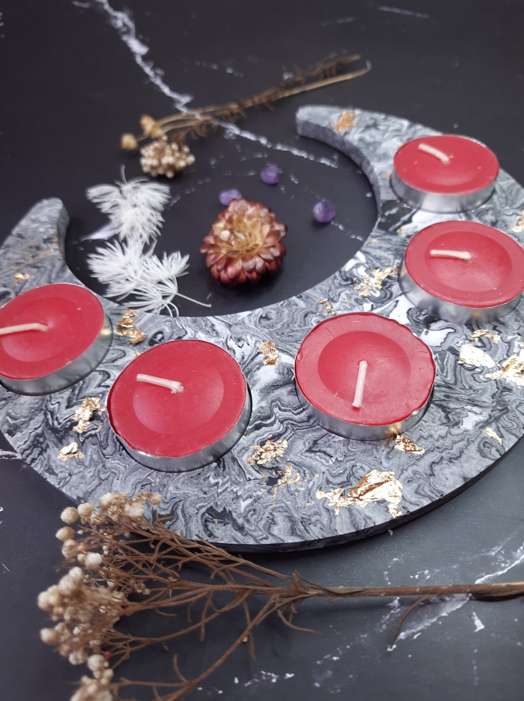 Crescent Moon Jesomite Tealight Candle Tray