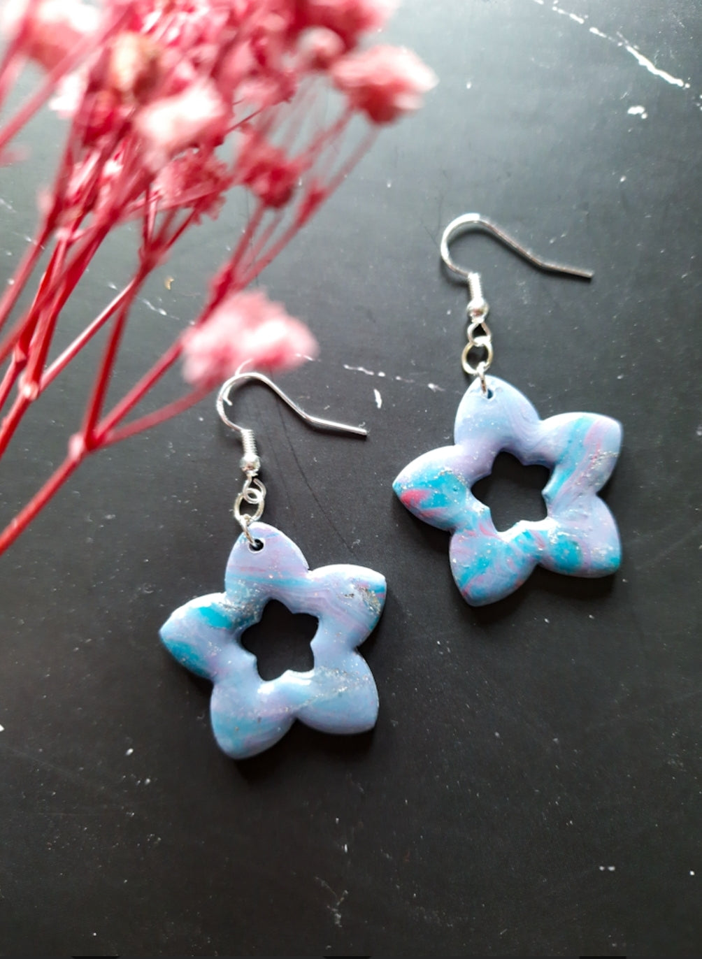 Star Flower Polymer Clay Earrings